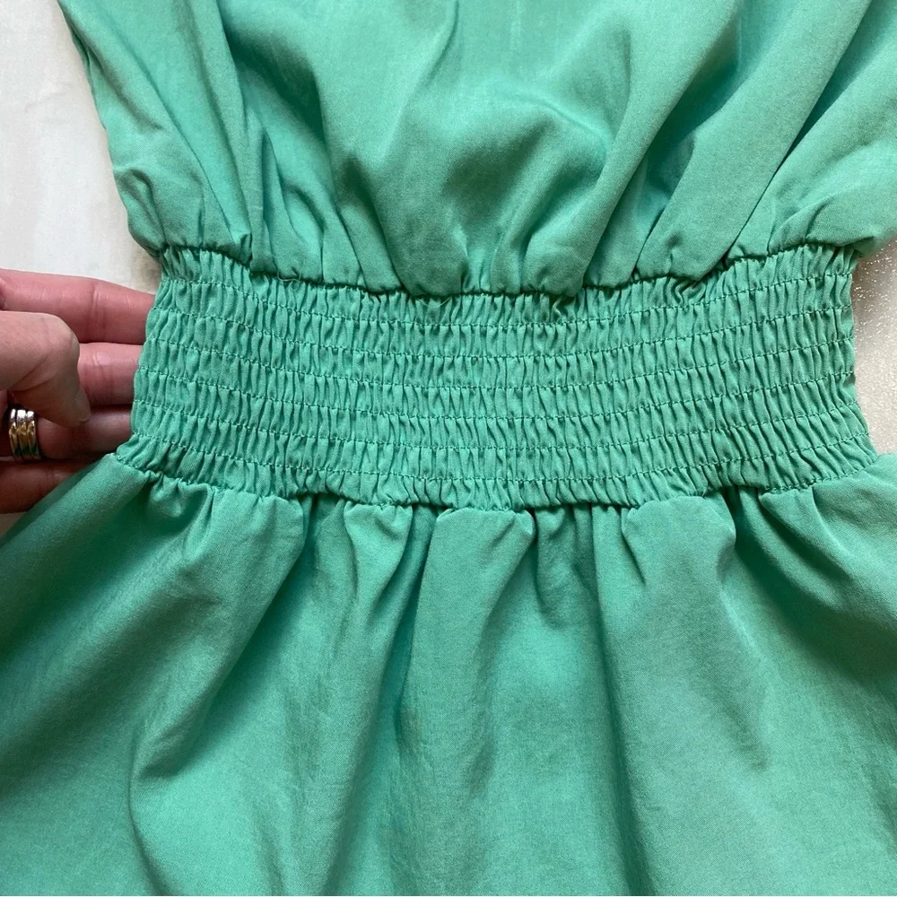NWT Pleat. Wells Jade Green High Neck Sleeveless Dress Layered Skirt, girls 7